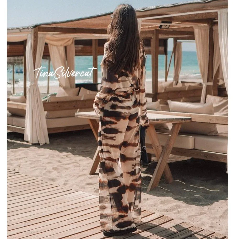 BLOGGER'S FAVE! Zara 3 Piece Co-Ord Tulle Kimono, Bodysuit, And Pants Se…